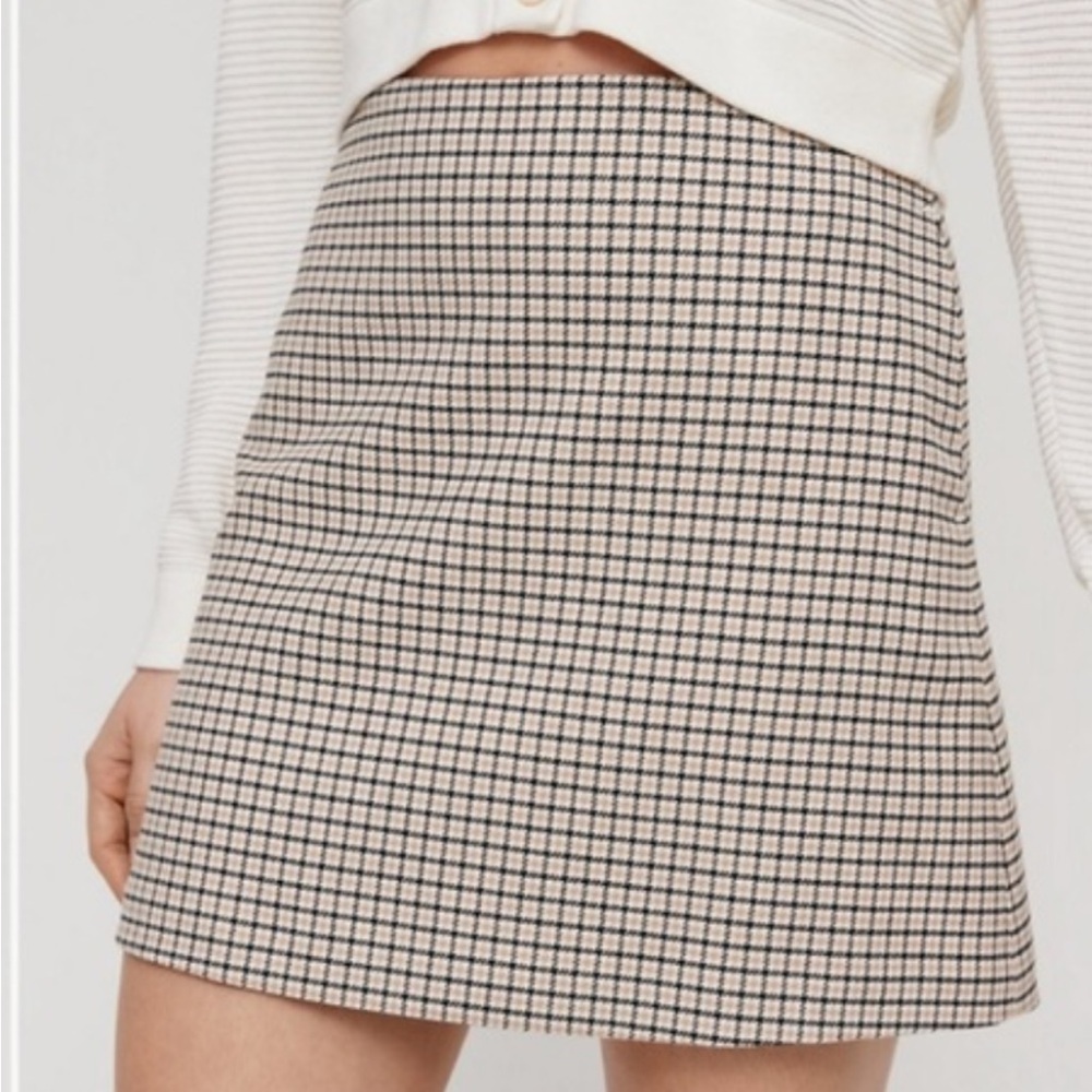 Wilfred Black and White Windowpane A-Line Mini-Skirt with Pockets
